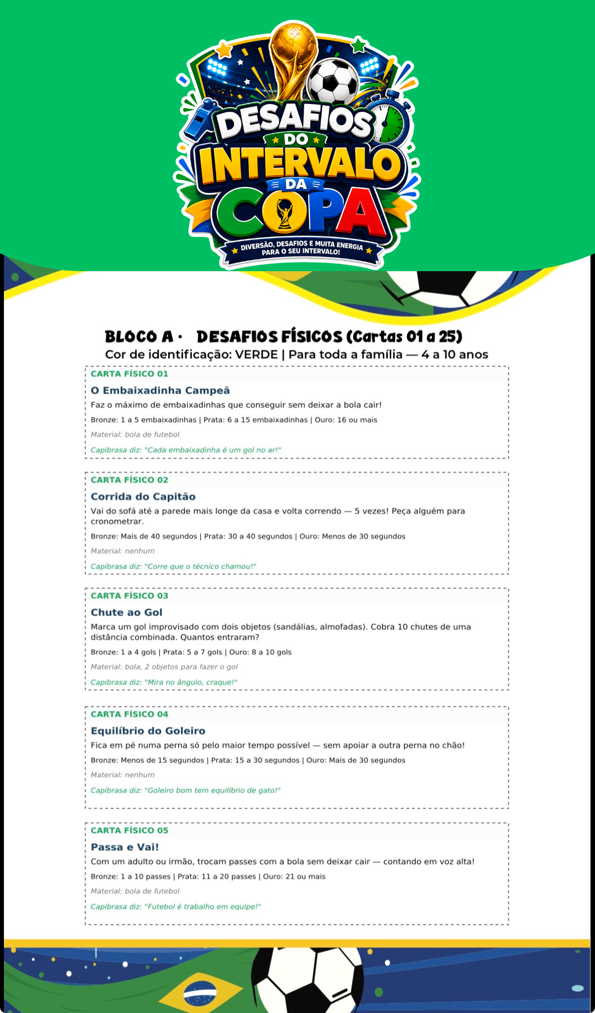 Desafios do Intervalo da Copa
