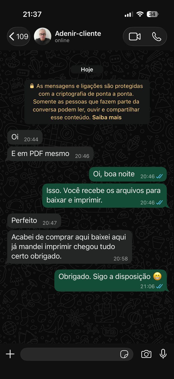 Feedback Cliente verificado · Adenir