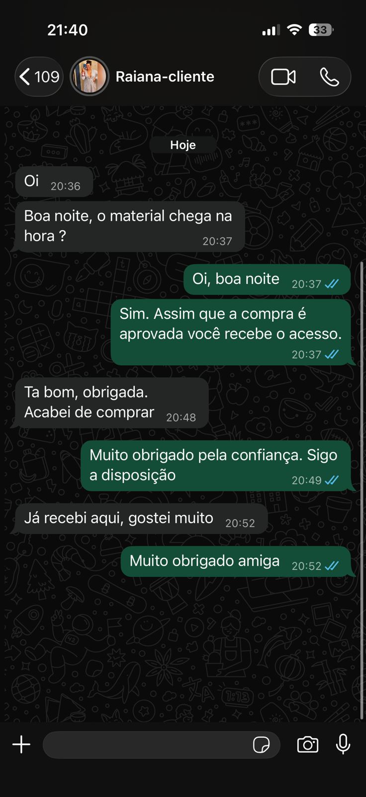Feedback Cliente verificada · Raiana