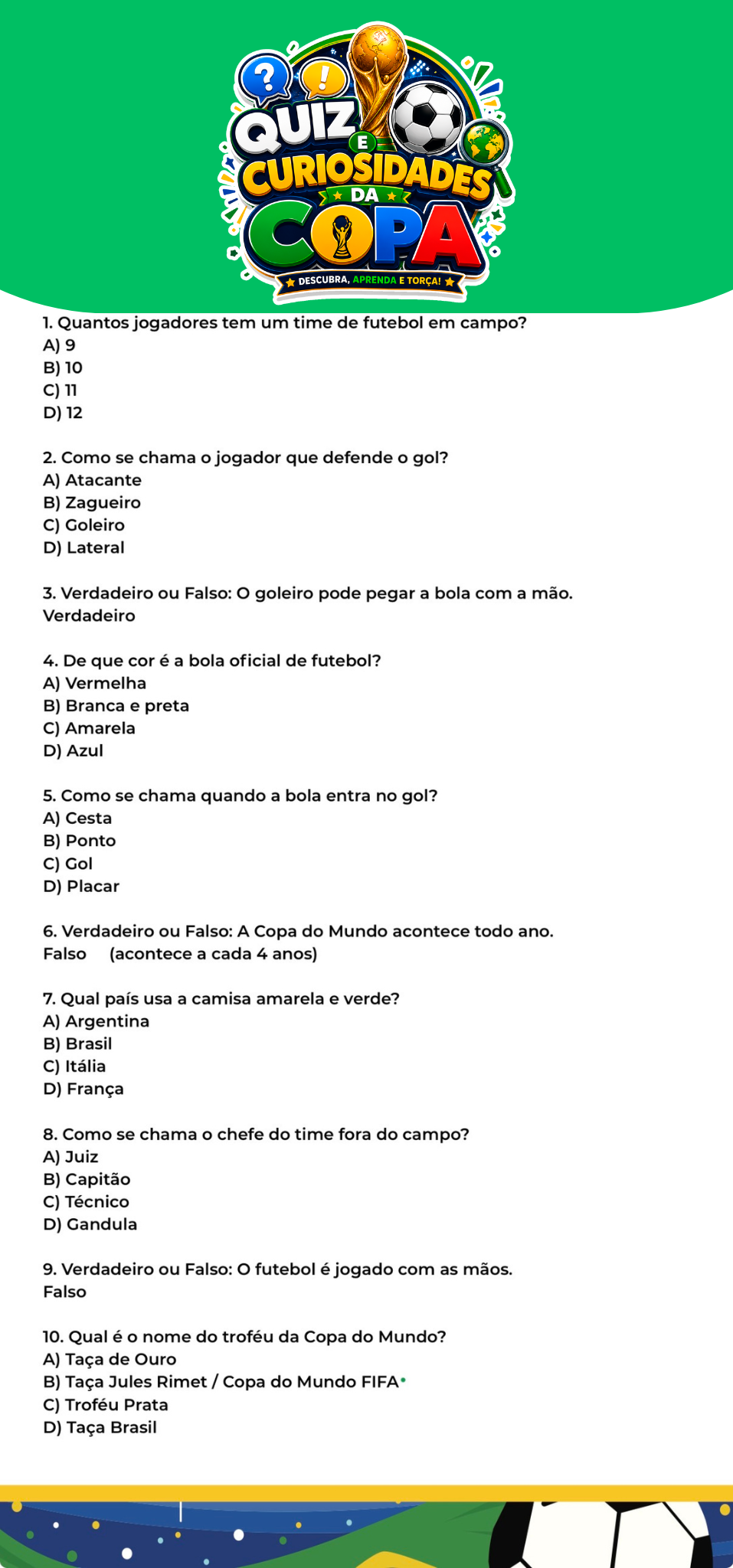 Quiz e Curiosidades da Copa